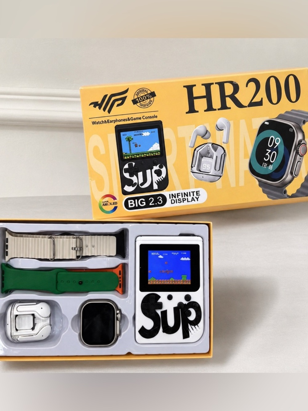 3-in-1 Sup Retro Handheld Game Console, Smartwatch, Earphone Set - SEALED